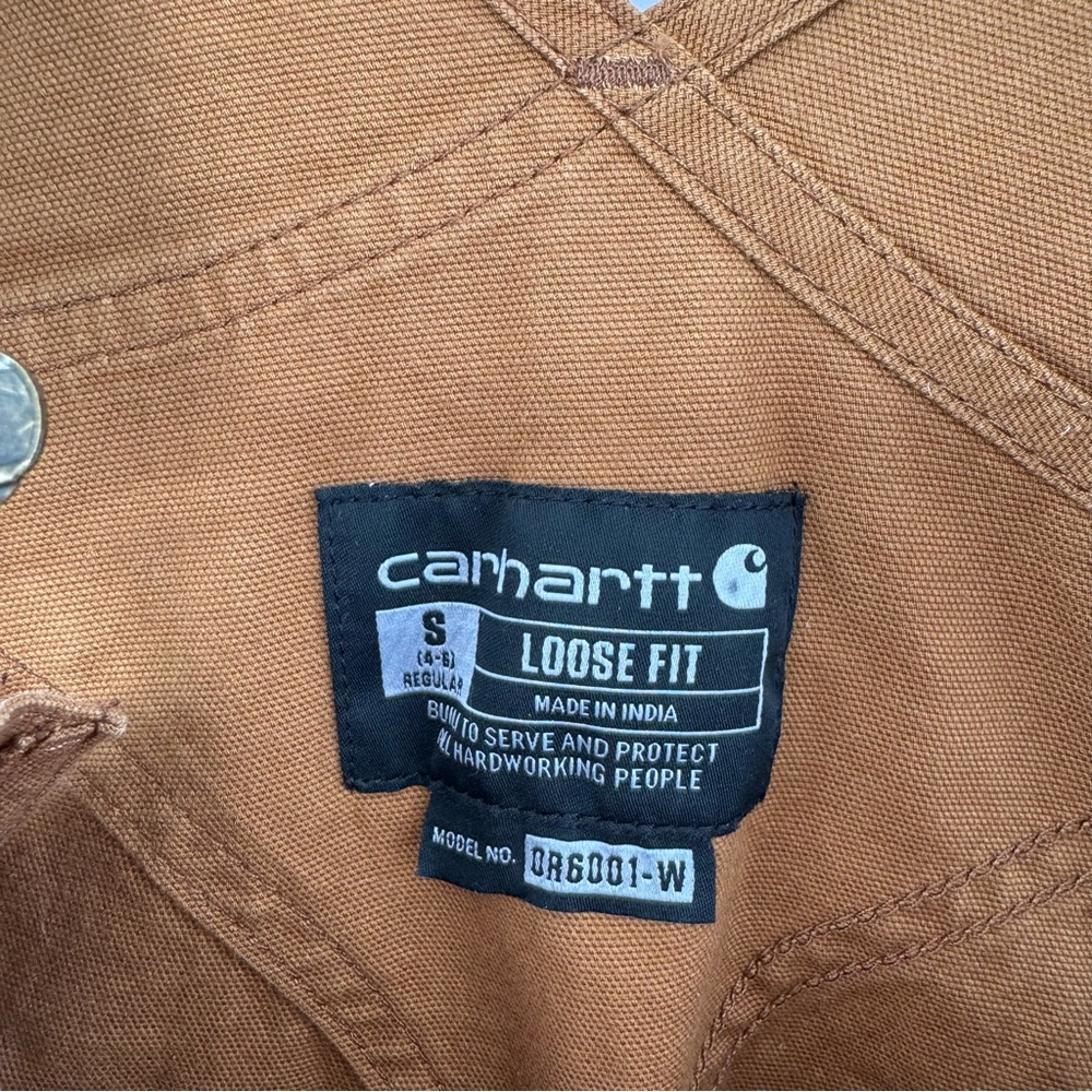 Carhartt Ashland Loose Fit Canvas Bib Overalls Brown size Small - Picture 5 of 8